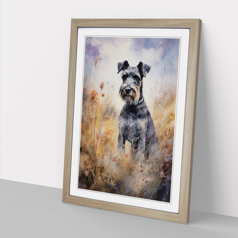 Schnauzer Tachisme - Framed Print, Oak, 34cm H x 25cm W x 2cm D