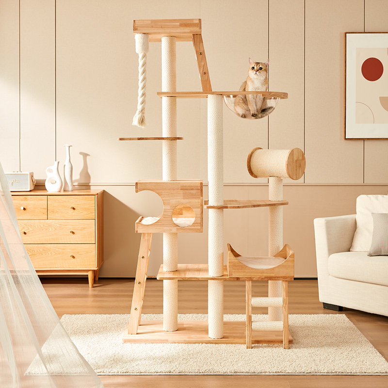 Deluxe Pure Solid Wood Multi-Nest with Toy Cat Climbing Frame
