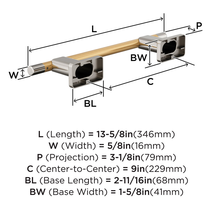 Polished Nickel and Bronze Wall Mounted Towel Bar