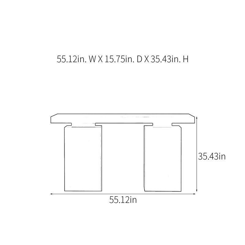 Console Retro Minimalist Elegant, H 35,43 po x l 55,12 po x P 15,75 po, Bois brun foncé