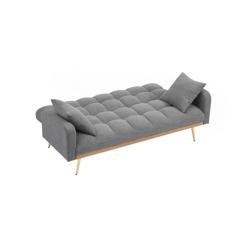 Canapé-lit de 69 pouces avec canapé-lit réglable pour petit salon et chambre à coucher, Gris