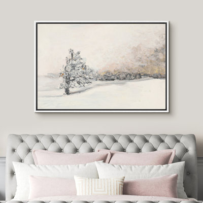 «Winter Wind Flowing The Tree Forest Landscape Snow Rustic», reproduction d'art sur toile encadrée