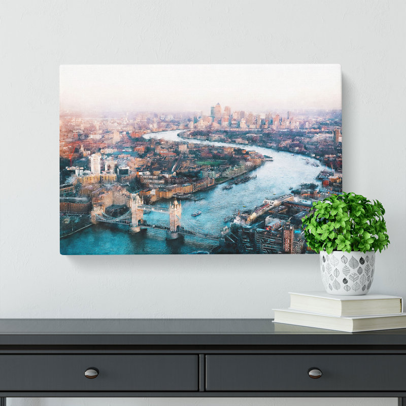 River Thames And London Skyline - Wrapped Canvas, 50cm H x 76cm W x 3cm D