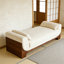 Banc rembourré en velours blanc-69983670
