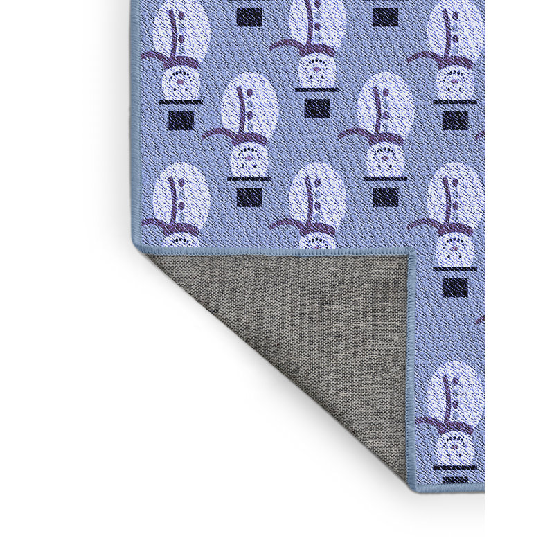 Tapis 100% à motifs lavables à la machine 2989 Pat716-BLU, Rectangle 4 pi x 6 pi