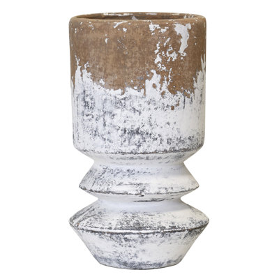 Vase Velva - Finition crème et terre cuite sur céramique - Moyen
