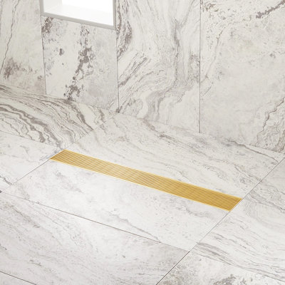 18" Patterned Linear Shower Drain - Brushed Gold