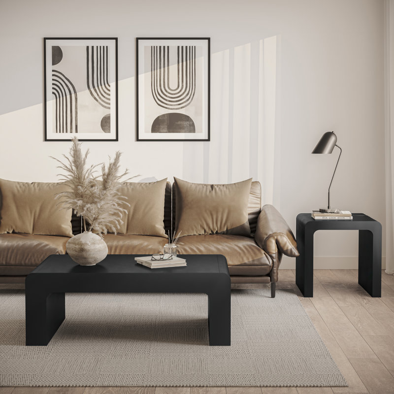 Runi Solid Wood End Table, Black