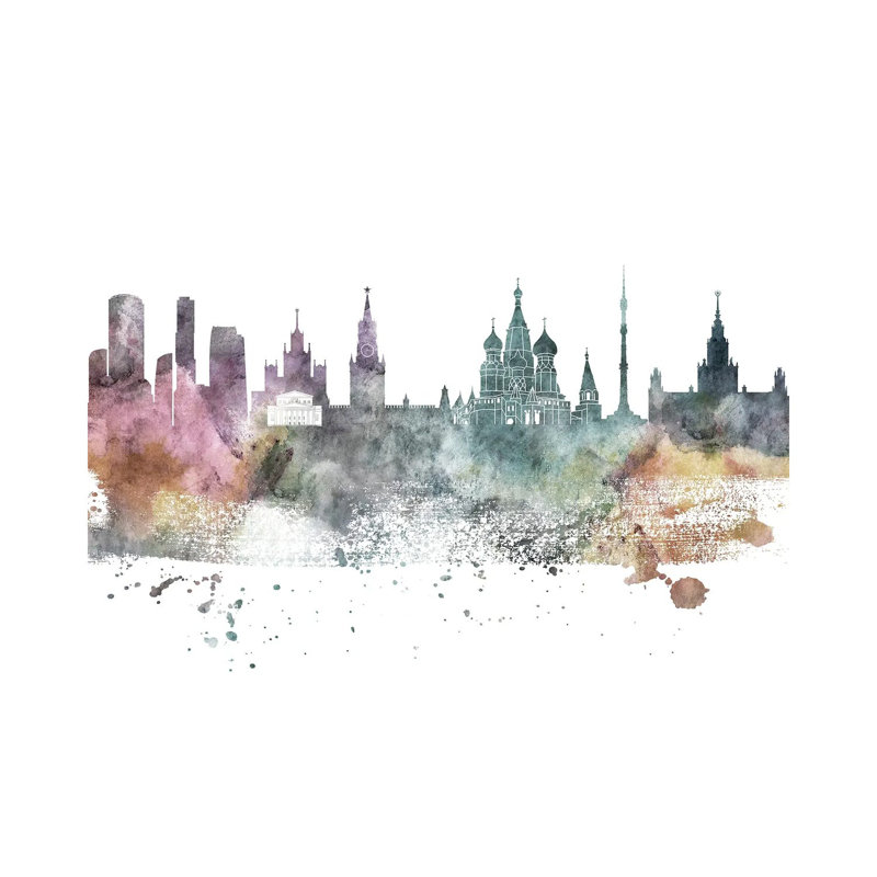 Moscow Pastel Skyline by WallDecorAddict - Wrapped Canvas Print, 152.5 cm H x 101.5 cm W