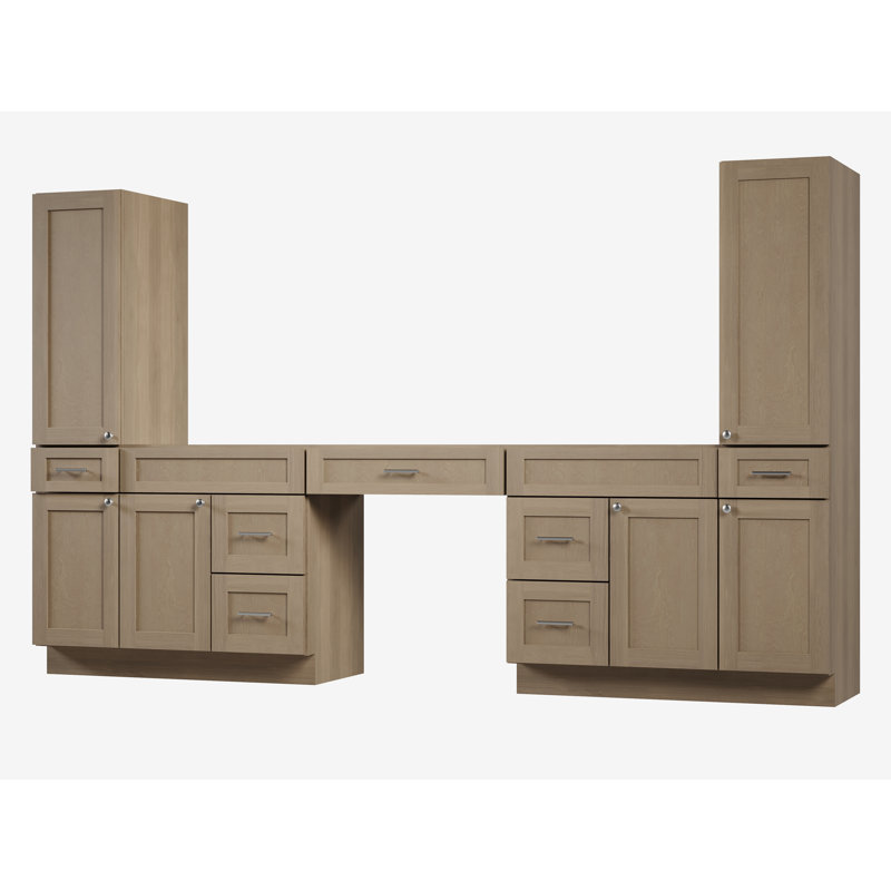 Meuble-lavabo double Disar, Chêne naturel