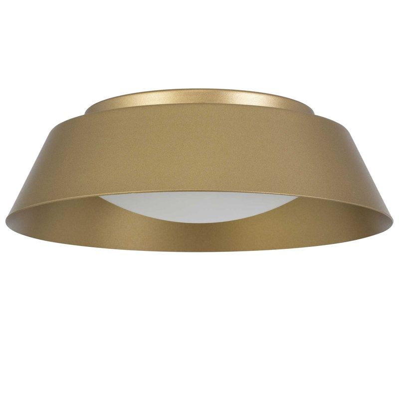 Plafonnier à DEL en laiton de 15 pouces avec 5 températures de couleur, avec un diffuseur en verre blanc gravé qui convient à une utilisation à l'intérieur.