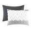 Édredon en coton avec capitonnage en chenille - 2 taies décoratives à motif botanique moderne / grand gris réversible pour une impression élégante-118742864