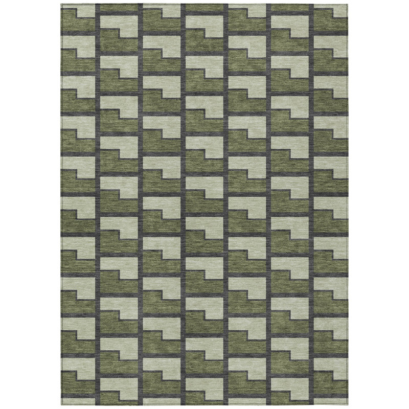 Machine Washable Indoor/Outdoor Lipman ACN2416 Geometric Rug, Rectangle 5' x 7'6"