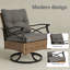 Ensemble de chaise berçante pivotante 3 pièces avec table basse à 2 niveaux et coussins de dossier confortables en rotin