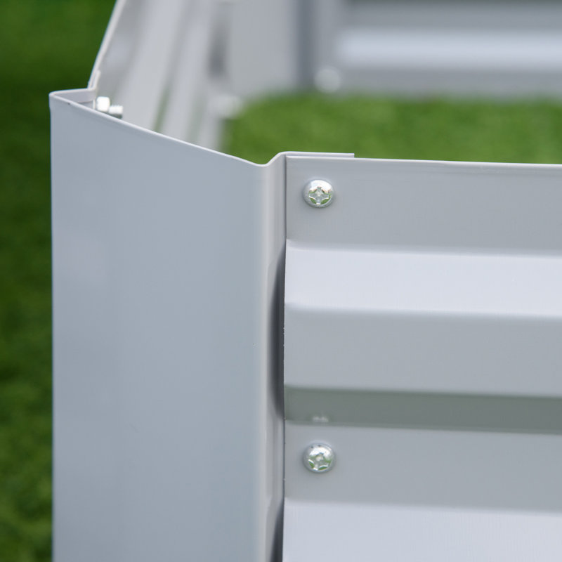Gray Galvanized Steel Raised Garden Bed Planter Set