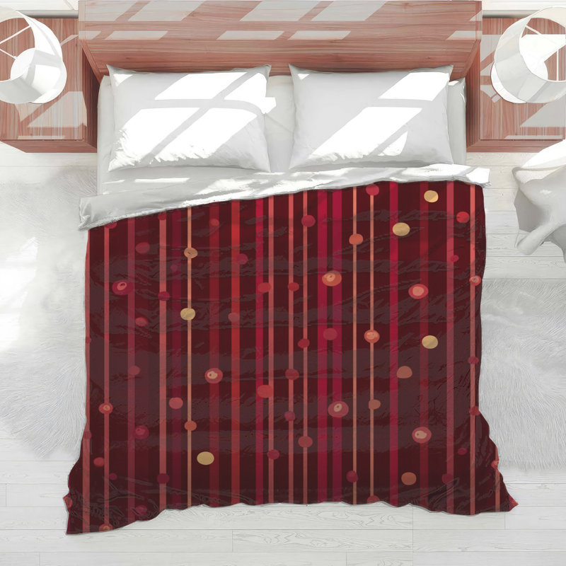 Red Stripes Bedding Abstract Comforter Modern, Queen