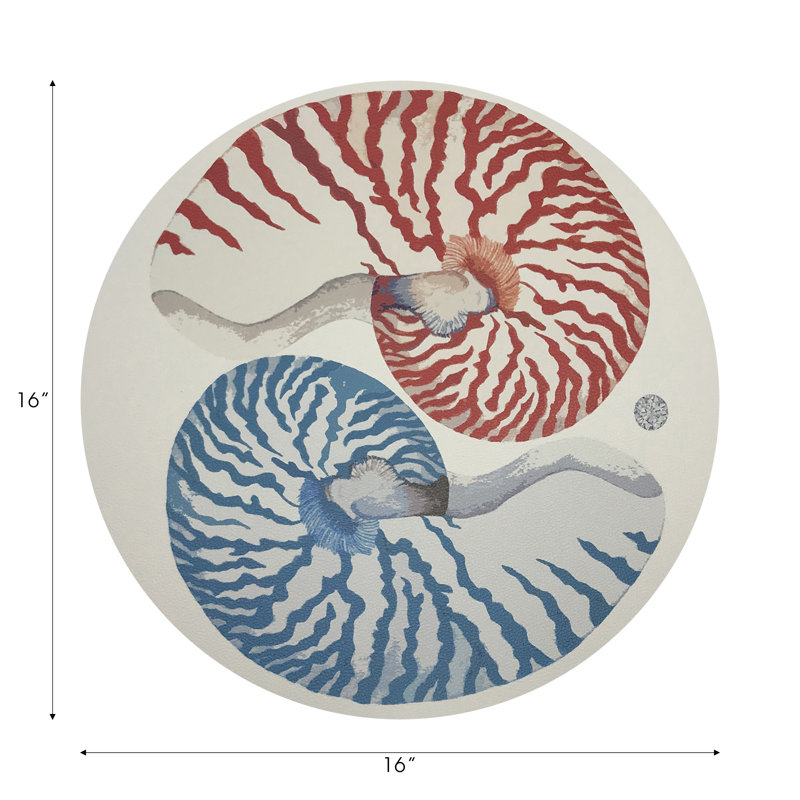 Nautilus Turq Pebble 16" Vinyl Placemat, Coral/Turquoise