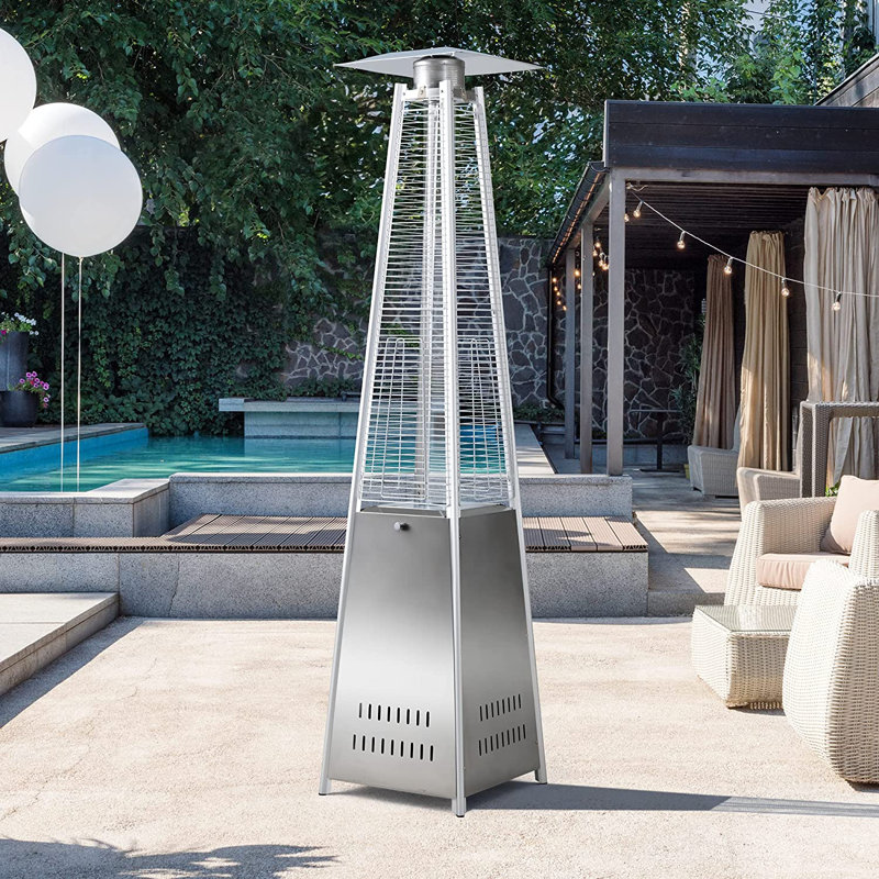 45000 Propane Standing Patio Heater, Silver