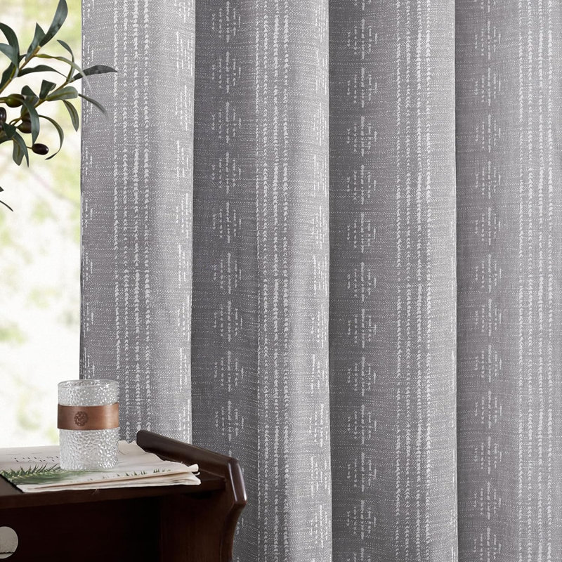 Rideaux semi-transparents avec œillets Boho, Gris, L 52 po x L 108 po