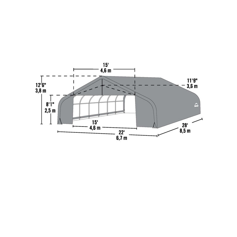 22.5' W x 28' D Garage, Gray