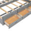 Lit plateforme en bois gris avec gigogne et tiroirs de rangement peu encombrants
