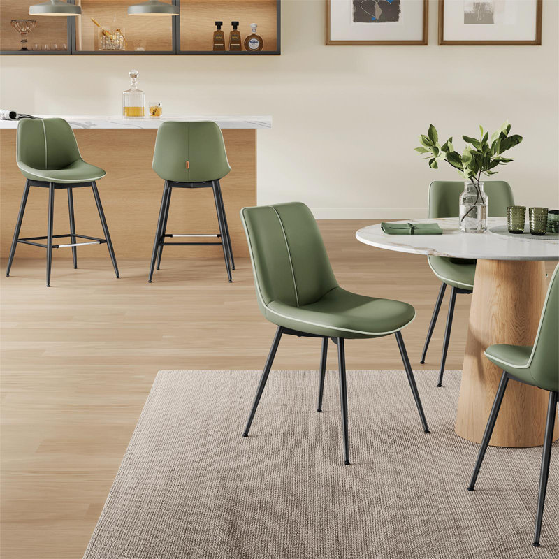 Tabourets de bar de comptoir avec dossier en cuir synthÃ©tique Borna, Vert, Tabouret de bar (siège d'une hauteur de 28,7 po)