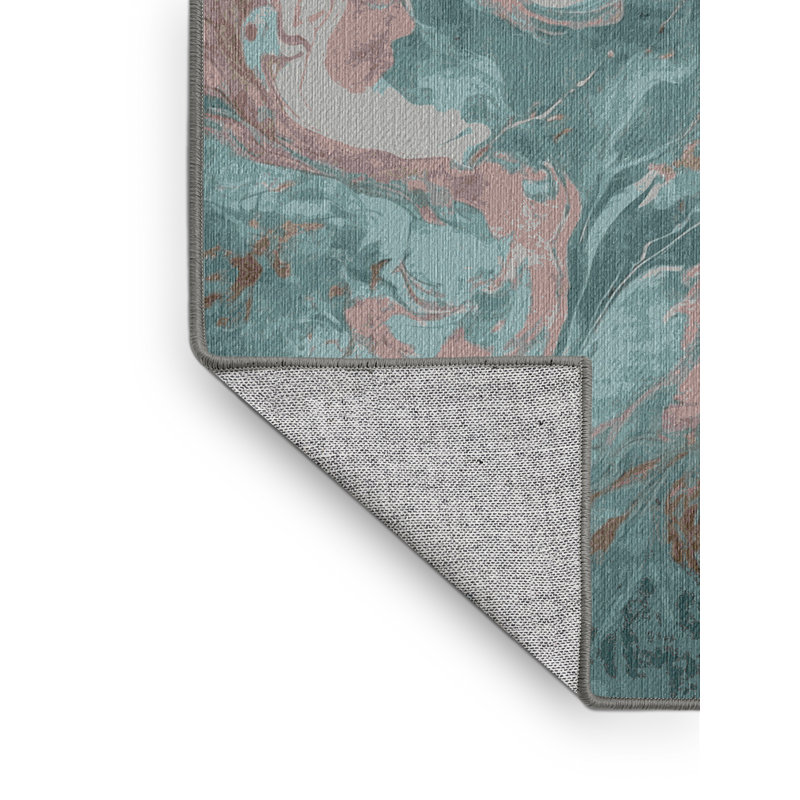 Machine Washable Gray Area Rug, Round 5'