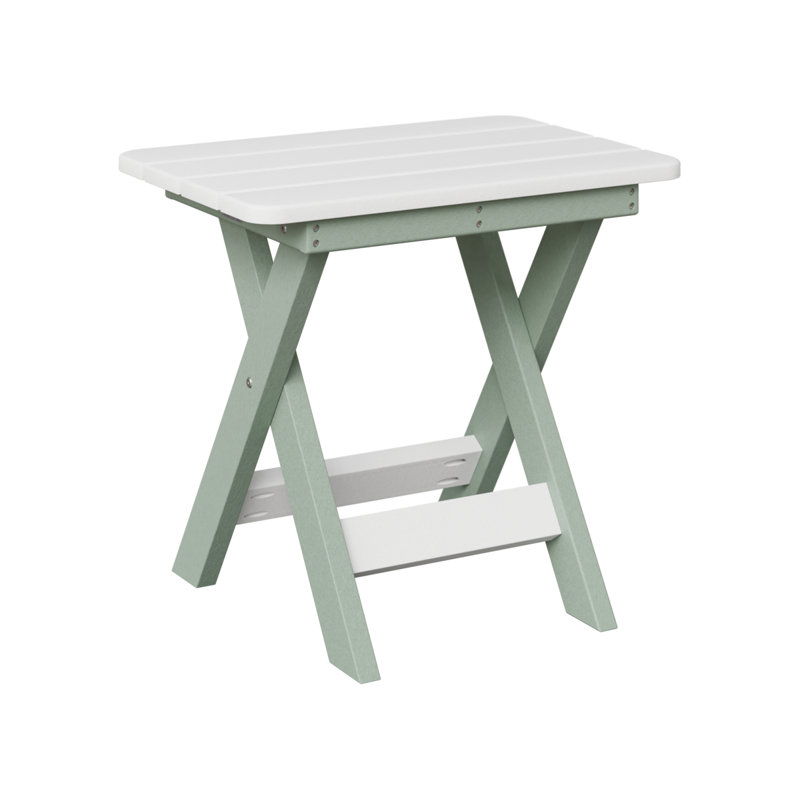 Berlin Gardens Folding End Table, White, Seafoam