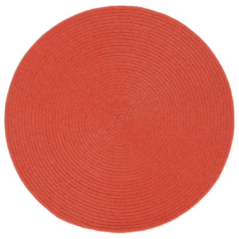 Tapis de couleur unie tressé tissé à la main, Rond 7 pi