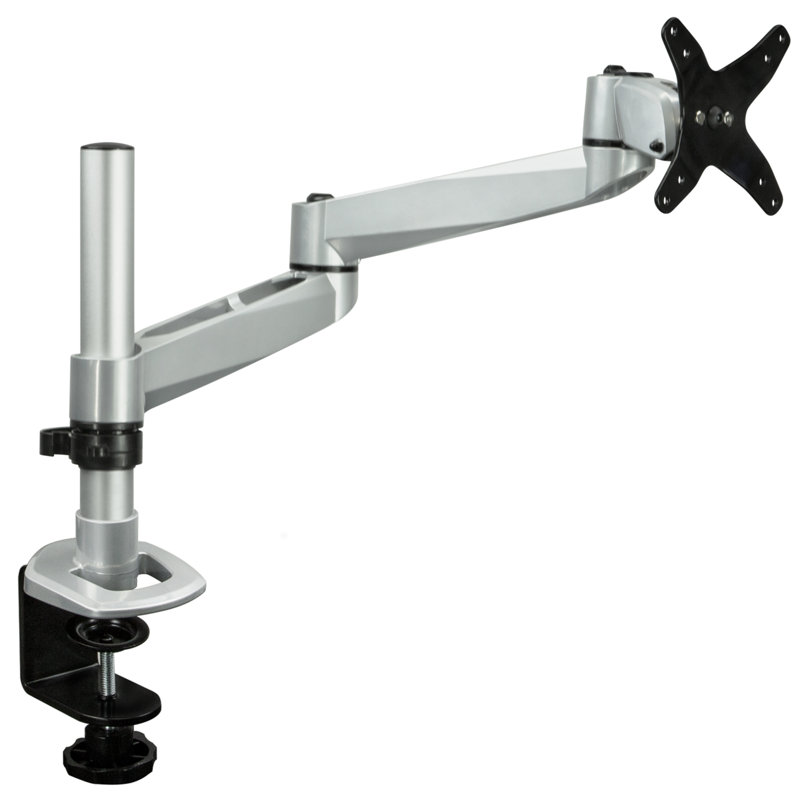 Silver Adjustable Die-Cast Aluminum Single Monitor Desk Mount