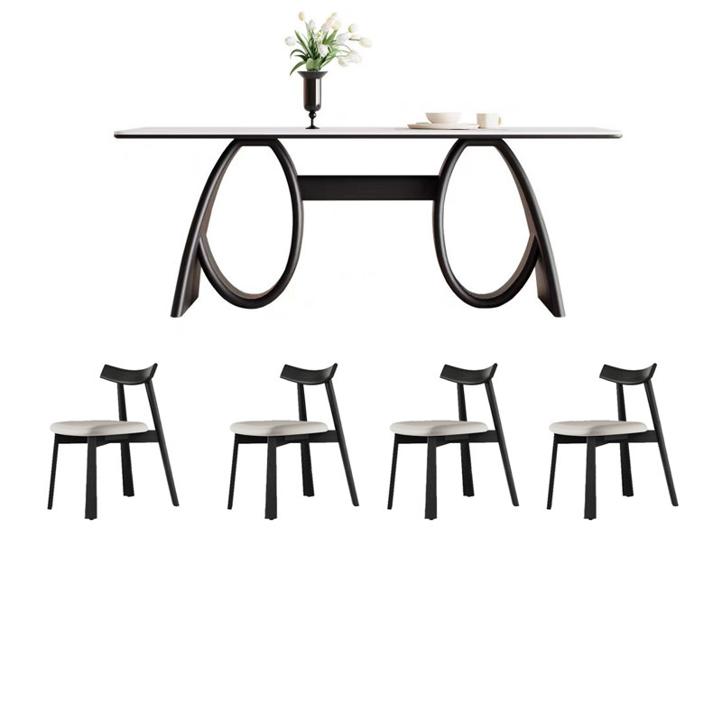 Ensemble de table à manger et de chaises de style rétro français, H 29,52 po x L 59,05 po x l 31,49 po