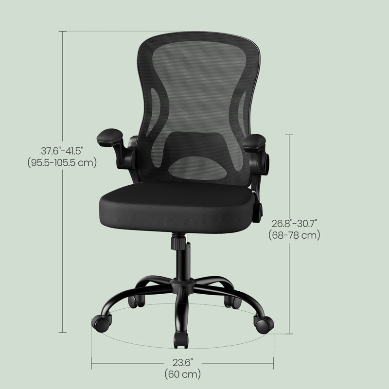 Ergonomic Office Chair, Mesh Swivel Desk Chair With Lumbar Support, Rocking Function, Flip-Up Armrests, For Office, Bedroom