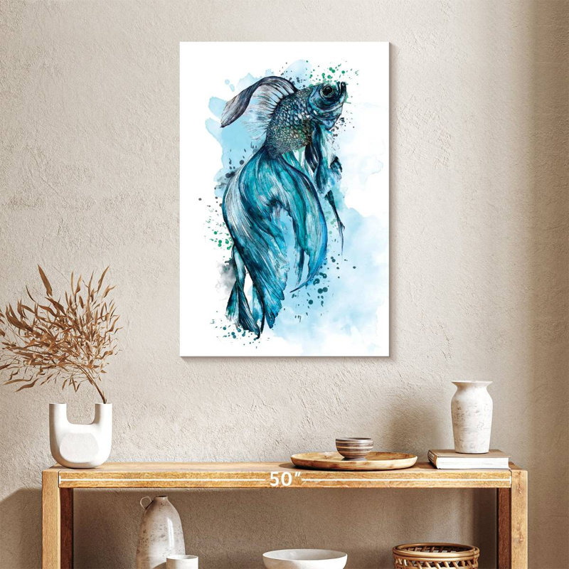 Blue Betta Fish Splash, 36" H x 24" W