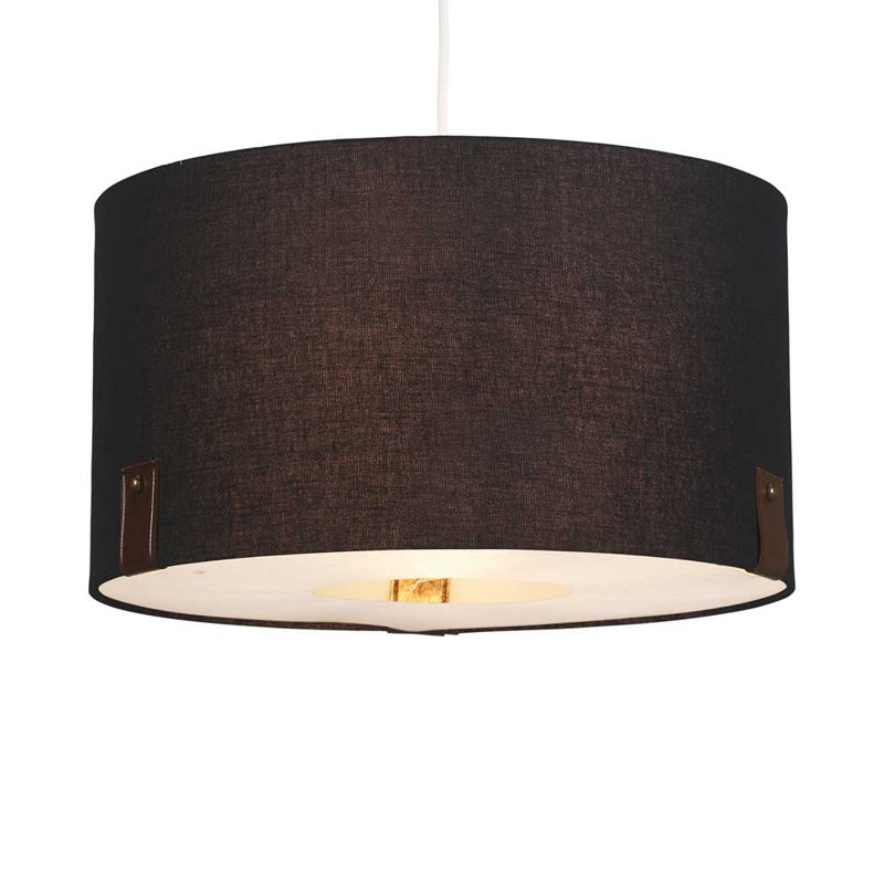 Logan 22cm H Linen Drum Pendant Shade ( Uno ), Black
