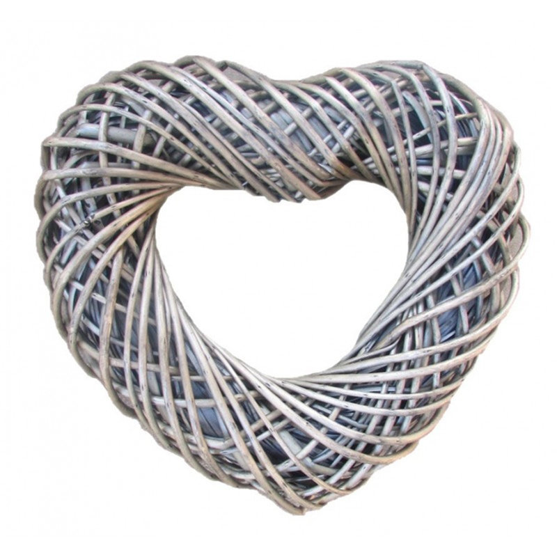 Wicker Heart Shaped Wreath, 40cm H x 40cm W x 10cm D