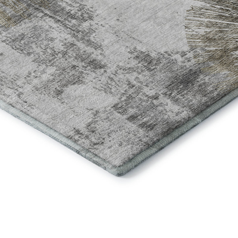 Tapis taupe Prisco lavable à la machine de qualité supérieure, Rectangle 5 pi x 7 pi 6 po