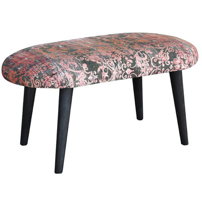 Patchwork Polyester Blend Upholstered Bench