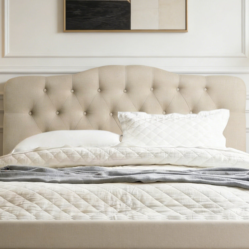 Upholstered Panel Headboard, King, Beige
