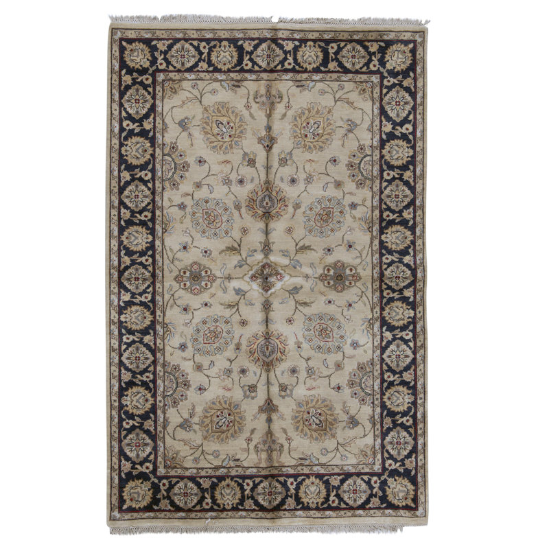 High-Quality Hand-Knotted Gold And Black Area Rug