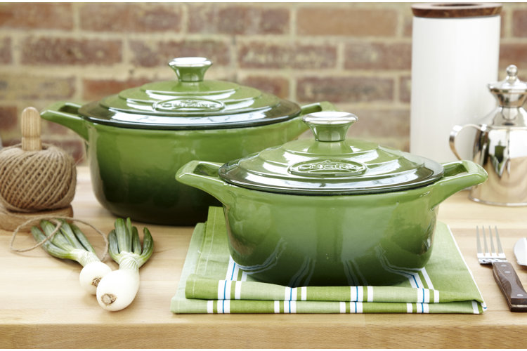two green dutch ovens