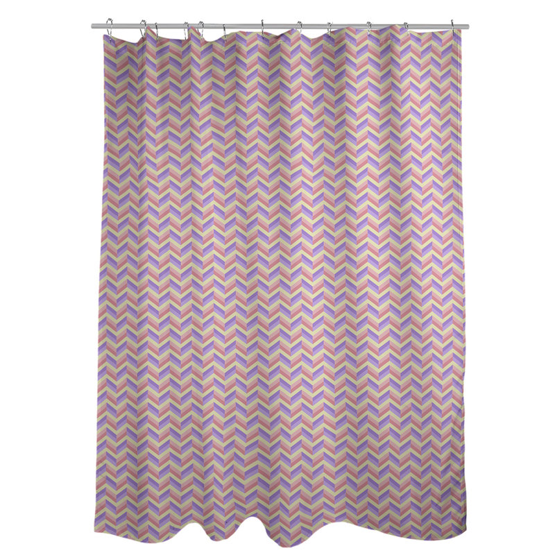 Rideau de douche simple à chevrons, Rose / Mauve