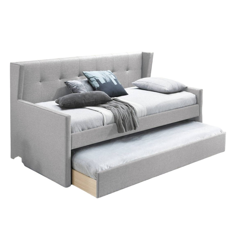 Lit de jour de style contemporain 1 pièce avec lit gigogne capitonné