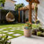 Pot à fleurs / pot rond en béton avec trous de drainage pour l'intérieur et l'extérieur-1188745778-1188745779