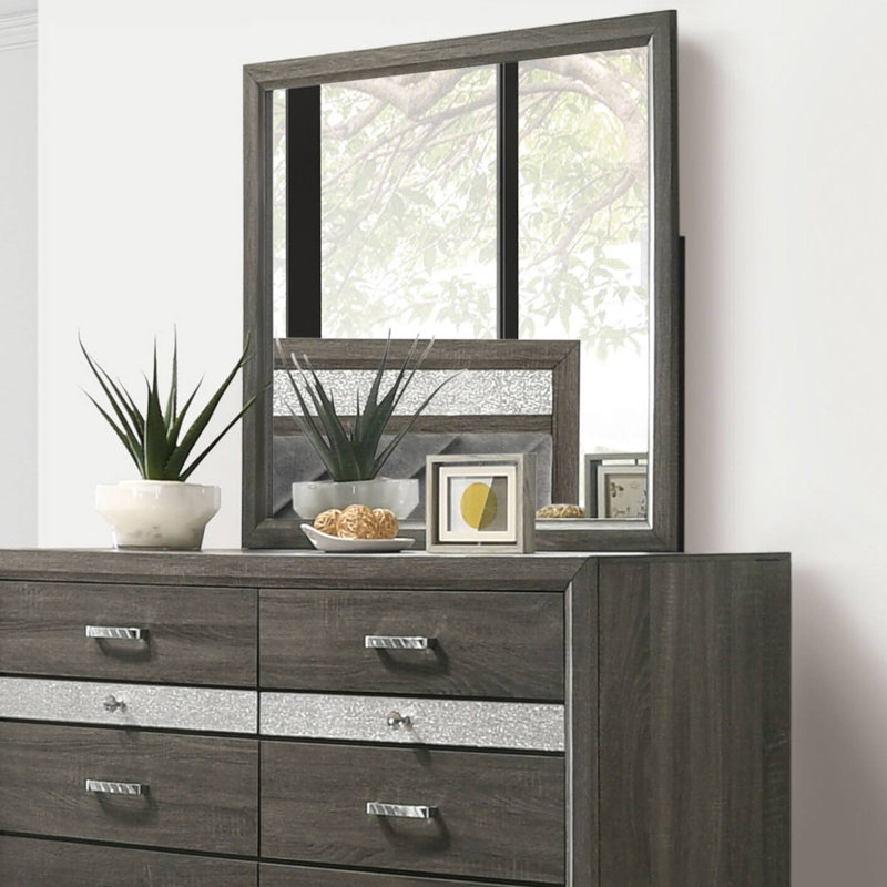 Miroir contemporain l 39,4 po, gris