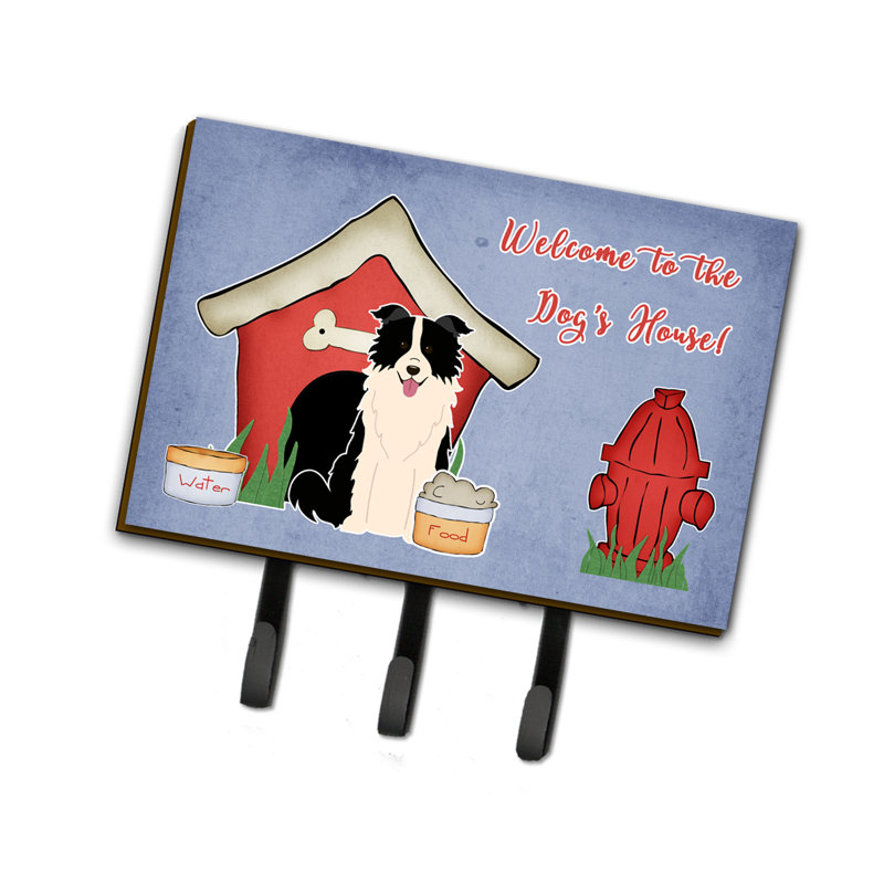 Porte-clef ou porte-clé pour collie dog house, Noir / Blanc