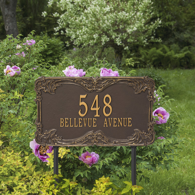 Signature Series 2-Line Lawn Address Sign, Yes, Gold, Bronze