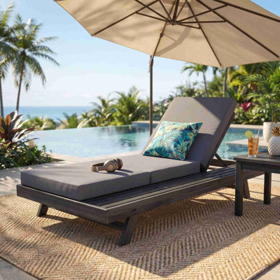 Outdoor Lounge Chaise With Water-Resistant Lounge Cushion