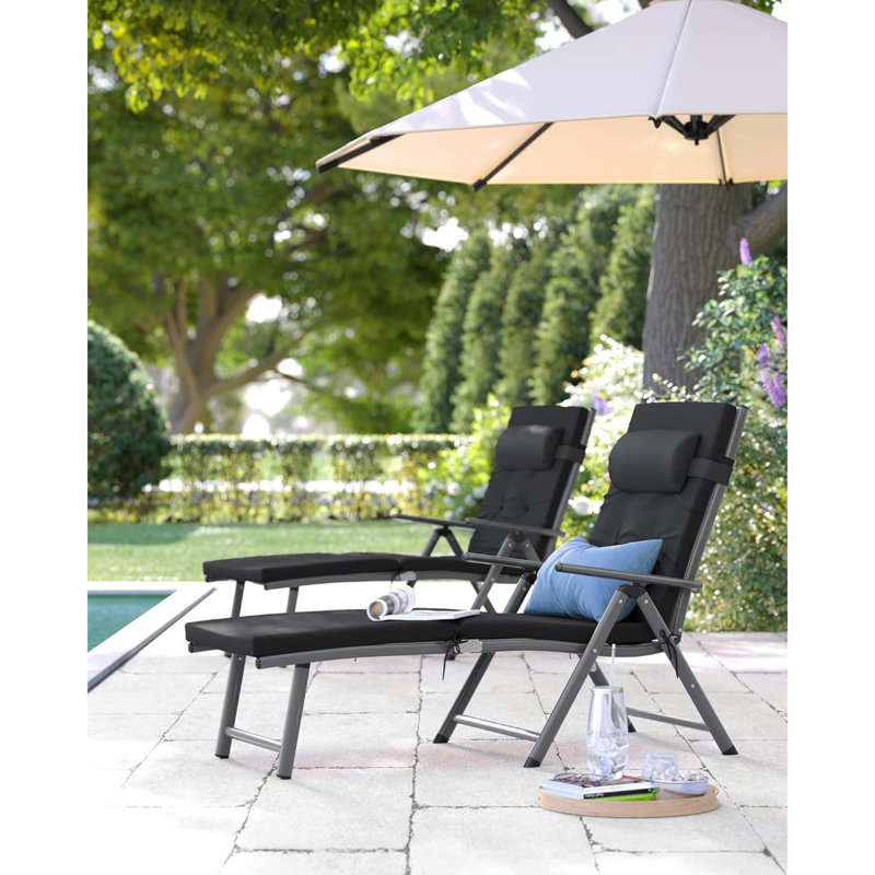Chaise longue rembourrée Esabella, Noir