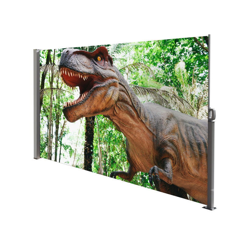 71"x138" Retractable Side Awning Screen, Semi-transparent with UV printing,UPF50+, Ideal for blocking dust,sunshine and wind, Creating private space for garden,balcony and swimming pool.