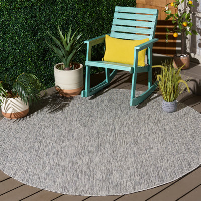 Geometric Gray/Wheat/Blue Indoor/Outdoor Area Rug